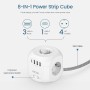 LENCENT Cubo Regleta Enchufes 3M con 4 Tomas de CA, 3 USB y 1 Tipo C, Alargadera Electrica Protección contra Sobretensiones para