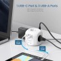 LENCENT Cubo Regleta Enchufes 3M con 4 Tomas de CA, 3 USB y 1 Tipo C, Alargadera Electrica Protección contra Sobretensiones para
