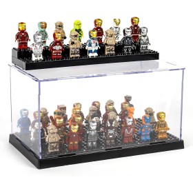 Display Case for Lego Minifigures Storage Box Methacrylate with 3 Base Plate Mini Figures Toy Cars Display Transparent