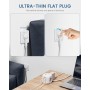 LENCENT Cubo Regleta Enchufes 2M con Enchufe Plano Regleta para Uso Interior, Regleta Enchufes Plano con 4 Tomas de CA, 3 USB y