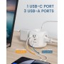 LENCENT Cubo Regleta Enchufes 2M con Enchufe Plano Regleta para Uso Interior, Regleta Enchufes Plano con 4 Tomas de CA, 3 USB y