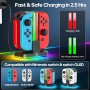 Cargador para Joycon Switch/OLED, 2,5H de Base Carga Mando para Nintendo Switch con Luz RGB y Control Inteligente de Carga,