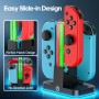 Cargador para Joycon Switch/OLED, 2,5H de Base Carga Mando para Nintendo Switch con Luz RGB y Control Inteligente de Carga,
