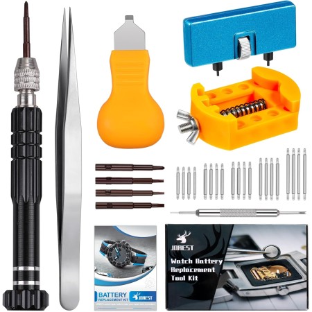JOREST Herramienta Cambiar Pilas Reloj, Destornillador Relojero, Kit Herramientas Relojero, Herramienta Abrir Relojes, Cambiar