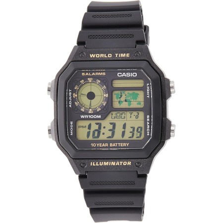 Casio AE-1200WH-1B - Reloj Digital de Cuarzo para Hombre, Correa de Resina Color Negro