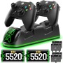 OIVO Cargador para Xbox con 2x5520mWh Baterías para Xbox Series/One X/S/Elite Mando, Base de Carga Mando Xbox con 2 Baterías