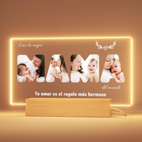 Greatminer Regalo Personalizado Mama - Regalo Día de la Madre, Marco de Fotos Mamá, Base con Iluminación Opcional, Regalos