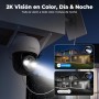 Codnida 2K Cámara Vigilancia WiFi Exterior Batería con Placa Solar,PTZ 360° Cámara Seguridad sin Cable,Detección de Movimiento