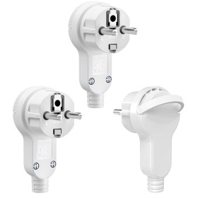 3 Piezas Enchufe Macho Plano 250V 16A IP20, Clavija Europeo Schuko Enchufe Plano Pared, Enchufe con Contacto a Tierra con Man-go