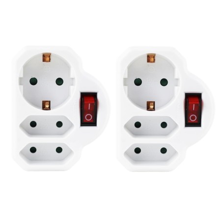 2XSchutzkontaktsteckdose - Steckdose mit Schalter - Zwischensteckdose - Sicherheitsschalter - Energiesparender beleuchteter
