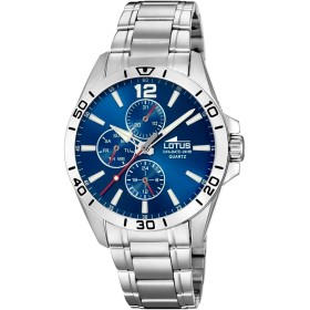 LOTUS Reloj Hombre Multifuncion Caja de Acero Inoxidable Plateado Correa de Acero Inoxidable
