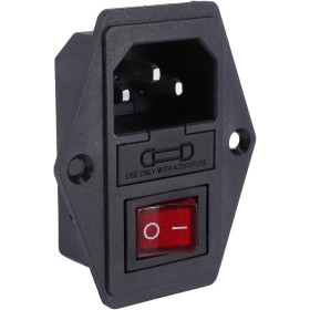 Huudngeje 3 Pin IEC320 C14 Enchufe de Modulo de Entrada Interruptor Fusible Macho Enchufe de Corriente 10A 250V