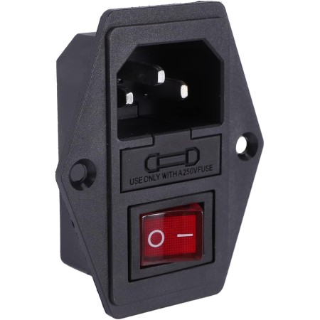 Huudngeje 3 Pin IEC320 C14 Enchufe de Modulo de Entrada Interruptor Fusible Macho Enchufe de Corriente 10A 250V