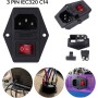 Huudngeje 3 Pin IEC320 C14 Enchufe de Modulo de Entrada Interruptor Fusible Macho Enchufe de Corriente 10A 250V