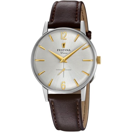 Festina Reloj Hombre F20248 Outlet Caja de Acero Inoxidable 316l Plateado Correa de Cuero