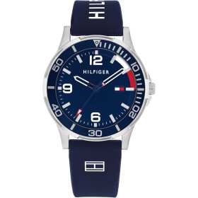 Tommy Hilfiger Reloj para Niño Esfera Azul, Correa de Silicona Azul, Caja Acero 34mm, Bisel de Aluminio, Cuarzo, 5 ATM