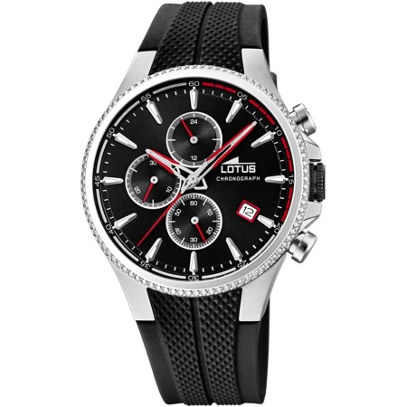 Lotus Reloj Hombre Chrono Caja de Acero Inoxidable 316l Correa de Caucho