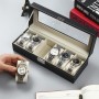 Caja Relojes con 6 Compartimentos, caja de relojes cubierta de vidrio, hecha de terciopelo, adecuada para almacenar relojes,