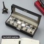 Caja Relojes con 6 Compartimentos, caja de relojes cubierta de vidrio, hecha de terciopelo, adecuada para almacenar relojes,