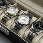 Caja Relojes con 6 Compartimentos, caja de relojes cubierta de vidrio, hecha de terciopelo, adecuada para almacenar relojes,