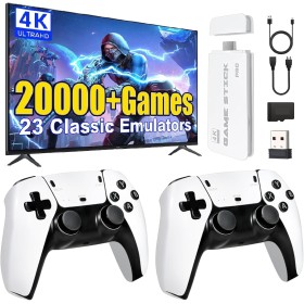 Consola de Juegos Retro, Game Stick 21.000+ Juegos Clásicos, Plug & Play HDMI, Consola Portáti 2 Mandos Inalámbricos, Niños y