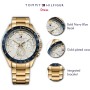 Tommy Hilfiger Reloj Multifunción de Cuarzo para Hombre - Esfera Plateada Blanca, 3 Subesferas, Pulsera de Acero Inoxidable o