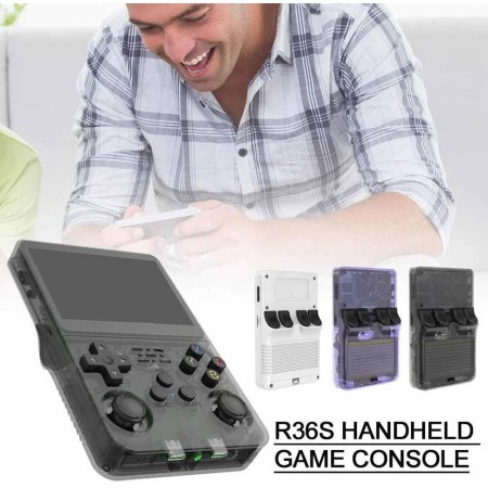 R36S - Consola de mano de videojuegos retro, pantalla IPS de 3,5 pulgadas, reproductor de vídeo, tarjeta TF de 64 GB, más de 10