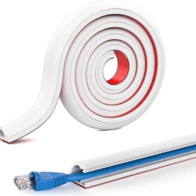 Canaleta de Cables Autoadhesiva,1m Tapa Cables Pared Blanco Semicircular,Cubre Cables Pared Canaleta Adhesiva para Cables para