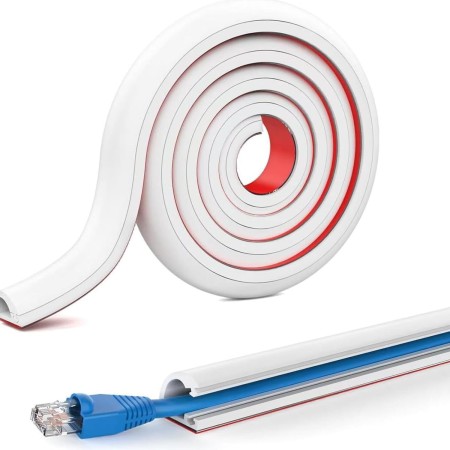 Canaleta de Cables Autoadhesiva,1m Tapa Cables Pared Blanco Semicircular,Cubre Cables Pared Canaleta Adhesiva para Cables para