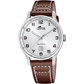 Lotus Reloj Hombre 18954/1 Classic Steel Caja de Acero Inoxidable 316l Plateado Correa de Cuero Marrón