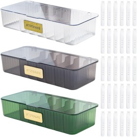 Pilikoll 3 Piezas Organizador de Cables con Tapa Caja de Gestión de Cables con 7 Compartimentos, 30 Bridas de Cables Caja de