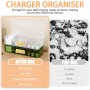 Pilikoll 3 Piezas Organizador de Cables con Tapa Caja de Gestión de Cables con 7 Compartimentos, 30 Bridas de Cables Caja de