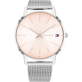 Tommy Hilfiger Reloj Analógico de Cuarzo para Mujer con Correa de Malla de Acero Inoxidable Plateada o Correa de Cuero Rosa
