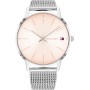 Tommy Hilfiger Reloj Analógico de Cuarzo para Mujer con Correa de Malla de Acero Inoxidable Plateada o Correa de Cuero Rosa