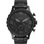 Fossil Reloj para hombre Nate, movimiento cronógrafo de cuarzo, caja de acero negro de 50mm con correa de piel auténtica, JR1354
