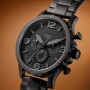 Fossil Reloj para hombre Nate, movimiento cronógrafo de cuarzo, caja de acero negro de 50mm con correa de piel auténtica, JR1354