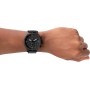Fossil Reloj para hombre Nate, movimiento cronógrafo de cuarzo, caja de acero negro de 50mm con correa de piel auténtica, JR1354