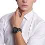 Fossil Reloj para hombre Nate, movimiento cronógrafo de cuarzo, caja de acero negro de 50mm con correa de piel auténtica, JR1354