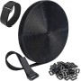 GUIGA Bridas para Organizador de Cables,Bridas Reutilizables de 5m x 2cm con 30 Hebillas,1 Rollo Bridas para Cables de Oficina,
