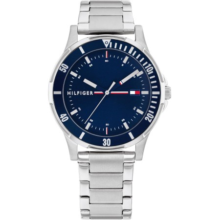 Tommy Hilfiger Reloj para Niño Esfera Azul, Pulsera de Acero Inoxidable, Caja 34mm, Bisel de Aluminio, Cuarzo, 5 ATM