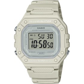 Casio Reloj Cuarzo Unisex 44.40mm con dial Digital Clear y Correa de Plastic/Resin Strap Color Crema W-218HC-8AVEF