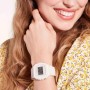 Casio Reloj Cuarzo Unisex 44.40mm con dial Digital Clear y Correa de Plastic/Resin Strap Color Crema W-218HC-8AVEF