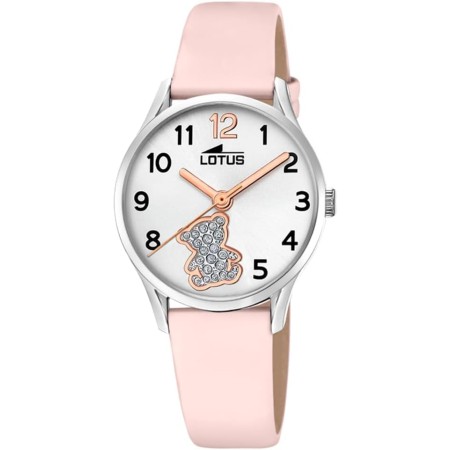 LOTUS Reloj Niña Infantil 18406/F Junior Collection Caja de Acero Inoxidable 316l Plateado Correa de Cuero Rosa