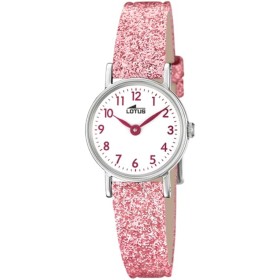 LOTUS Reloj Infantil 18409/B Outlet Caja de Acero Inoxidable 316l Gris Plata Correa de Cuero Rosa