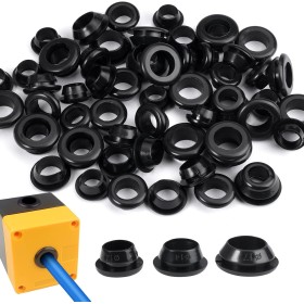 60 Piezas Diámetro 10 mm 12 mm 14 mm pasamuros para Juntas de Cable Pasacables Goma, Anillo de Ojal Proteger Cables Pasacables