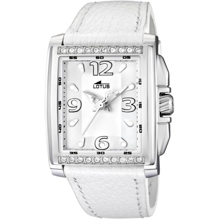 Lotus Reloj Mujer 15996/1 Outlet Caja de Acero Inoxidable 316l Plateado Correa de Cuero Blanco