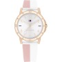 Tommy Hilfiger Reloj para Niña Esfera Plateada, Correa de Silicona Blanca y Rosa, Caja 32mm Oro Rosado, Cuarzo, Resistente al