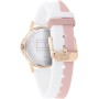 Tommy Hilfiger Reloj para Niña Esfera Plateada, Correa de Silicona Blanca y Rosa, Caja 32mm Oro Rosado, Cuarzo, Resistente al