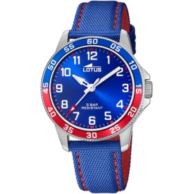 Lotus Reloj Infantil 18787/1 Junior Collection Caja de Acero Inoxidable 316l Plateado Correa de Cuero Azul