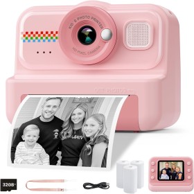 HiMont Camara Fotos Infantil Instantanea, HD/1080P Cámara Instantánea para Niños con Tarjeta de 32G y Papel de Impresión, Camara